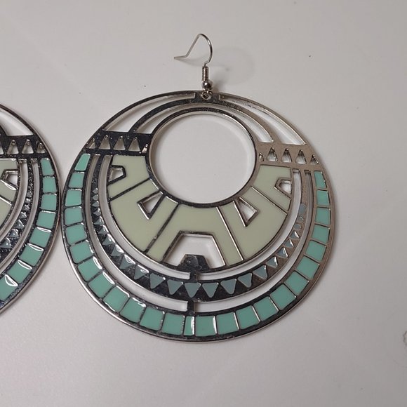 Large Heavy Round Dangle Earrings - Picture 3 of 10